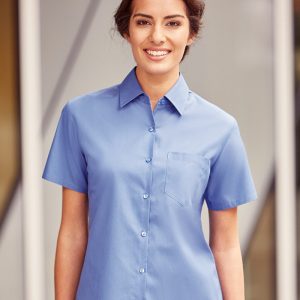 Russell Collection 937F Ladies Short Sleeve Easy Care Cotton Poplin Shirt