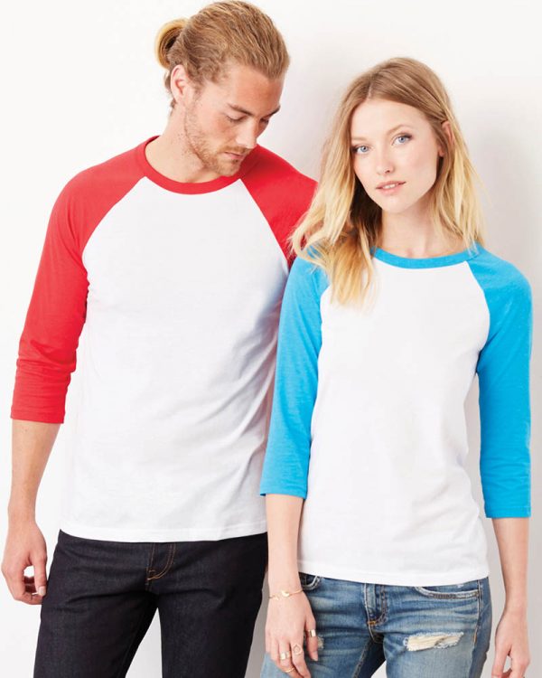 Canvas CV3200 Unisex 3/4 Sleeve Baseball T-Shirt